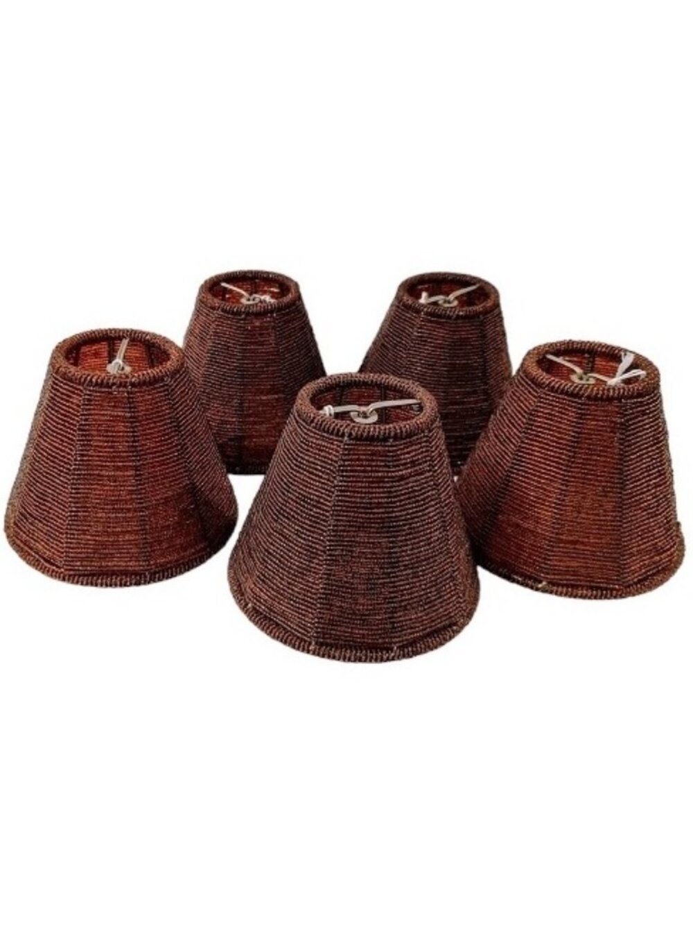 Glass Brown Amber Seed Beaded Lamp Mini Shades, Sold Separately, 1 SOLD, 4 Left